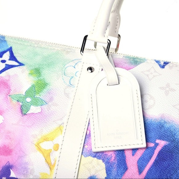 ❌❌ Louis Vuitton white Watercolor Keepall 50 bandouliere travel duffle bag LV - Picture 6 of 7